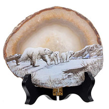 Load image into Gallery viewer, mookaitedecor Bundle - 2 Items: Dragon Blood Jasper Crystal Egg with Stone Stand &amp; Natural Agate Slice Art Print Polar Bear Table Display with Wooden Stand for Home Decor
