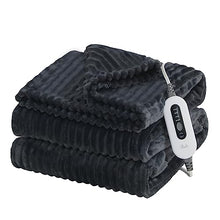 Load image into Gallery viewer, Reaks Heated Electric Blanket Throw - 50" x 60", with 4 Fast Heating Levels &amp; 3 Hours Auto Off, Soft Flannel Heating Blankets for Home Office, UL&amp;FCC Certification, Machine Washable, Dark Grey
