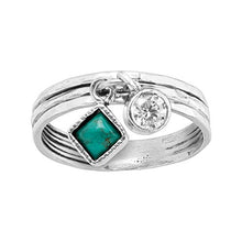Load image into Gallery viewer, Silpada 'Dream in Blue-Green' Charm Ring with Compressed Turquoise &amp; Cubic Zirconia in Sterling Silver, Size 8
