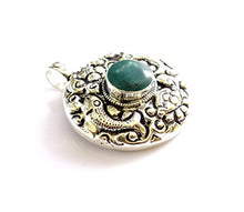 Load image into Gallery viewer, Handmade Tibetan Ethnic Tribal Gypsy Authentic Turquoise Gemstone Pendant for Woman &amp; Men 925 Oxidized Silver Plated Round Fashion Fish Engraving Boho Amulet Pendant Jewelry
