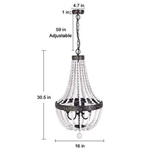 Load image into Gallery viewer, ANKARL Wood Beaded Chandelier Ceiling Pendant 3-Light Fixture Wooden Bead and Metal Chandeliers Hanging Lighting Home Decor Lamp for Bedrooms, Kitchen,Bathroom, Living Room
