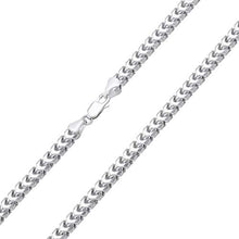 Load image into Gallery viewer, Solid 14k White Gold 4mm D/C Franco Chain Necklace with Lobster Claw Clasp, 28"
