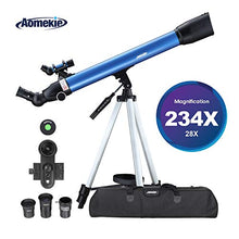 Load image into Gallery viewer, Aomekie Telescope for Adults Astronomy Beginners 700mm Focal Length 234X Magnification Travel Scope Refractor Telescopes with Adjustable Tripod 10X Phone Adapter Erect Finderscope and Carrying Bag
