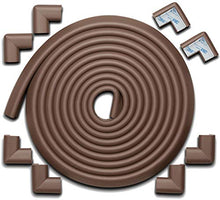 Load image into Gallery viewer, Roving Cove Baby Proofing Edge Corner Protector, Soft Rubber Foam Table Bumper Guard, 3M Pre-Taped Corners, 20.4 ft (18 ft Edge + 8 Corners), Coffee Brown, Heavy-Duty

