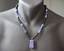 Load image into Gallery viewer, Zirconia Raw Lapis Necklace Natural Lapis Lazuli Black Onyx Beaded Protection Clips Healing Gemstone Necklace Gift For Her Christmas Gift
