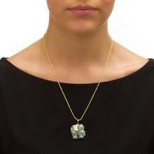 Load image into Gallery viewer, 14K Yellow Gold Genuine Green Jade Good Luck Elephant Charm Pendant (33mm)
