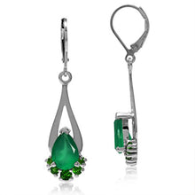 Load image into Gallery viewer, Silvershake 3.42ct. Natural Emerald Green Agate and Chrome Diopside 925 Sterling Silver Drop Leverback Earrings
