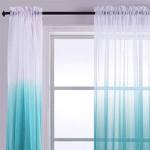 Load image into Gallery viewer, Reversible Ombre Curtains Teal White Sheer Window Curtain Panel 2 Faux Linen Semi Sheer Curtains for Bedroom Decor Kid Nursery Living Room 52 x 84 Inch Length Gradient Aqua Blue Turquoise Teal Green
