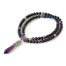 Load image into Gallery viewer, Amethyst &amp; Onyx February Birthstone Handmade Beaded Crystal Jewelry New Age Long Men's Necklace
