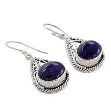 Load image into Gallery viewer, NOVICA Lapis Lazuli Teardrop .925 Sterling Silver Dangle Earrings 'Royal Grandeur'
