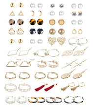 Load image into Gallery viewer, Udalyn 36 Pairs Fashion Earrings Set for Women Bohemian Dangle Tassel Earring Packs Acrylic Pearl Hoop Earrings Cute Small Ball Heart Moon CZ Stud Earrings for Birthday Gifts
