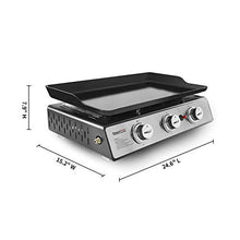 Load image into Gallery viewer, Royal Gourmet PD1301S 24-Inch 3-Burner Portable Table Top Gas Grill Griddle, 25,500 BTUs, 24 inch, Black
