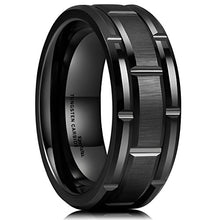 Load image into Gallery viewer, King Will Classic Mens 8mm Black Plated Tungsten Carbide Wedding Band Brick Pattern Brushed Finish(12.5)
