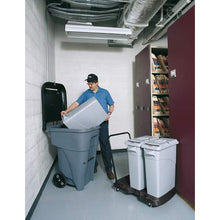 Load image into Gallery viewer, Rubbermaid Commercial Products Brute Rollout Plastic Trash/Garbage Can/Bin with Wheels, 65 GAL, for Restaurants/Hospitals/Offices/Back of House/Warehouses/Home, Gray (FG9W2100GRAY)
