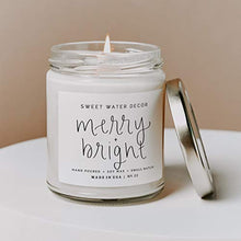Load image into Gallery viewer, Sweet Water Decor Merry and Bright Candle | Fir, Nutmeg, and Clove, Winter Holiday Scented Soy Wax Candle for Home | 9oz Clear Glass Jar, 40 Hour Burn Time, Made in the USA
