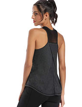 Load image into Gallery viewer, Aeuui Workout Tops for Women Mesh Racerback Tank Yoga Shirts Gym Clothes Black
