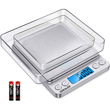 Load image into Gallery viewer, GDEALER Food Scale, 0.001oz/0.01g Precise Digital Kitchen Scale Gram Scales Weight Food Coffee Scale Digital Scales for Cooking Baking Stainless Steel Back-lit LCD Display Pocket Small Scale, Silver
