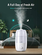 Load image into Gallery viewer, Ultrasonic Humidifier for Bedroom, Kealive 30-Hour Cool Mist Humidifier(2.7L/0.7G), Baby-Safe Auto-Shutoff, Whisper Quiet, 3-Level Mist Output, Rapid Humidification Effect, Dirt-Resistant Nano Coating
