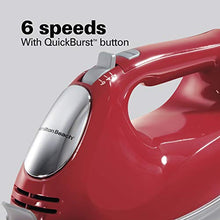 Load image into Gallery viewer, Hamilton Beach 6-Speed Electric Hand Mixer, Beaters and Whisk, with Snap-On Storage Case, Red
