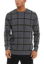 Load image into Gallery viewer, MAGNIVIT Men's Soft Cotton Striped Crewneck Sweater Lightweight Sweaters Dark Grey
