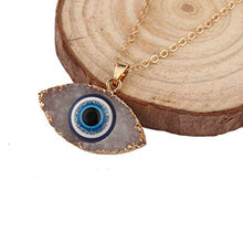 Load image into Gallery viewer, HUNO Classic Turkish Evil Eye Necklace Imitated Druzy Pendant Gold Plated Faith Protection Lucky Jewelry for Women and Girls Party Special Days-White Eye
