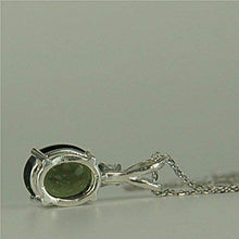 Load image into Gallery viewer, Moldavite Faceted 10x8mm Sterling Silver Necklace Pendant Natural Untreated
