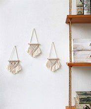 Load image into Gallery viewer, Mkono Macrame Wall Hanging Set of 3 Cute Macrame Holiday Ornaments Boho Art Woven Decor for Nursery Apartment Bedroom Living Room Dorm Home Office Handmade Gifts Idea, Mini Size 3.5''W x 4''H
