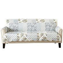 Load image into Gallery viewer, Patchwork Scalloped Printed Furniture Protector. Stain Resistant Couch Cover. (Sofa, Grey)
