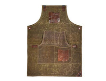 Load image into Gallery viewer, One Size Fits Utility Apron | Adjustable Cross-Back Straps | Multi-Use Shop Apron With Tool Pockets By Aaron Leather (Canvas - Green)
