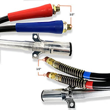 Load image into Gallery viewer, TORQUE 12ft 3 in 1 ABS &amp; Power Air Line Hose Wrap 7 Way Electrical Cable with Handle Grip for Semi Truck Trailer Tractor (TR813212)
