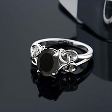 Load image into Gallery viewer, Gem Stone King 925 Sterling Silver Black Onyx Women's Engagement Ring (2.60 Cttw Oval 9X7MM) (Size 8)
