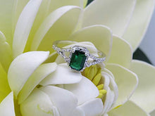 Load image into Gallery viewer, Dazzlingrock Collection 7X5 MM Emerald Lab Created Emerald &amp; Round Natural White Diamond Ladies Split Shank Engagement Ring, 10K White Gold, Size 7
