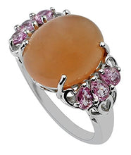Load image into Gallery viewer, Carillon Peach Moonstone Natural Gemstone Oval Shape 925 Sterling Silver Ring For Women for Men | Size: 4 to 10
