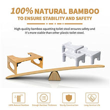 Load image into Gallery viewer, BQYPOWER Squatting Toilet Stool, Bamboo 8 Inch Toilet Potty Stool, Foldable Bathroom Squatting Urinal with Non-Slip Mat for Adults Children
