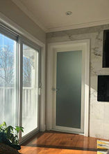 Load image into Gallery viewer, Frosted Lite Glass Door Panel Slab 28 x 80 | Planum 2102 White Silk | Use as Barn Pocket Sliding Closet | Solid Wood Core Interior Door
