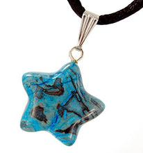 Load image into Gallery viewer, Steampunkers USA Celestial Collection - 20mm Classic Star Blue Crazy Lace Agate Black - 20-22 Inch Adjustable Black Cord – Crystal Gemstone Collectibles Carved Necklace Handmade Charm
