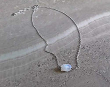Load image into Gallery viewer, Raw Moonstone June Birthstone Petite Minimalist Necklace Stainless Steel

