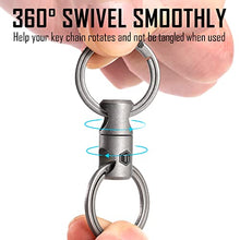 Load image into Gallery viewer, KeyUnity KA15 Double-end Swivel Keychain Key Ring Connector, Titanium Rotatable Key Organizer Linker for Carabiner, Wind Chime, Plant, DIY Accessory
