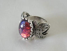 Load image into Gallery viewer, Dragons Breath Fire Opal Triple Moon Ring handmade jewelry wiccan pagan wicca witch witchcraft goddess gothic
