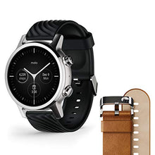 Load image into Gallery viewer, Moto 360 3rd Gen 2020 - Wear OS by Google - The Luxury Stainless Steel Smartwatch with Included Genuine Leather and High-Impact Sports Bands - Steel Gray

