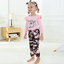 Load image into Gallery viewer, Toddler Girl Clothes Long Sleeve Ruffle Top + Camouflage Pant Sets Toddler Girl Fall Winter Outfits
