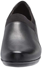 Load image into Gallery viewer, Clarks Women's Emslie Summit Loafer, Black Leather/Textile Combi, 9.5
