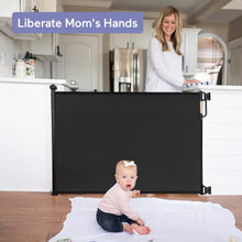 Load image into Gallery viewer, Momcozy Retractable Baby Gate, 33" Tall, Extends up to 55" Wide, Child Safety Baby Gates for Stairs, Doorways, Hallways, Indoor, Outdoor
