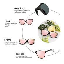 Load image into Gallery viewer, LVIOE 2PACK 1627Black/Grey+1627Black/Rose Oversized Polarized Cat Eyes Sunglasses for Women
