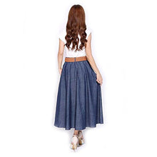 Load image into Gallery viewer, Kaachli Women's Midi Denim Skirt (with a Belt), Blue, (XL)
