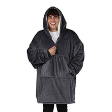 Load image into Gallery viewer, THE COMFY Original Quarter Zip | Oversized Microfiber &amp; Sherpa Wearable Blanket with Zipper, Seen On Shark Tank, One Size Fits All Charcoal

