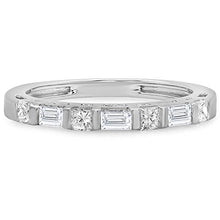 Load image into Gallery viewer, Dazzlingrock Collection 0.60 Carat (ctw) 14K Princess &amp; Baguette Diamond Ladies Wedding Stackable Band, White Gold, Size 6.5
