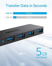 Load image into Gallery viewer, Anker 4-Port USB 3.0 Hub, Ultra-Slim Data USB Hub with 2 ft Extended Cable [Charging Not Supported], for MacBook, Mac Pro, Mac mini, iMac, Surface Pro, XPS, PC, Flash Drive, Mobile HDD
