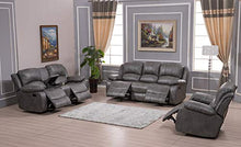 Load image into Gallery viewer, Betsy Furniture 3PC Bonded Leather Recliner Set Living Room Set, Sofa Loveseat Chair Pillow Top Backrest and Armrests 8018 (Grey, Living Room Set 3+2+1)
