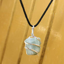 Load image into Gallery viewer, Aquamarine Gemstone Pendant Necklace - Natural Crystal Healing | Stone of Courage | Throat Chakra &amp; Communication Aid | Calming &amp; Soothing Energy to Relax and Reduce Stress | Jewelry for Men &amp; Women
